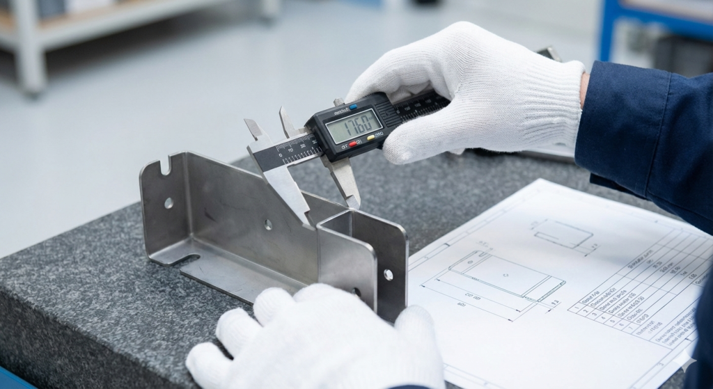 Inspección de calidad en proceso. Verificamos cada cota crítica para asegurar que el producto final sea fiel a tu diseño